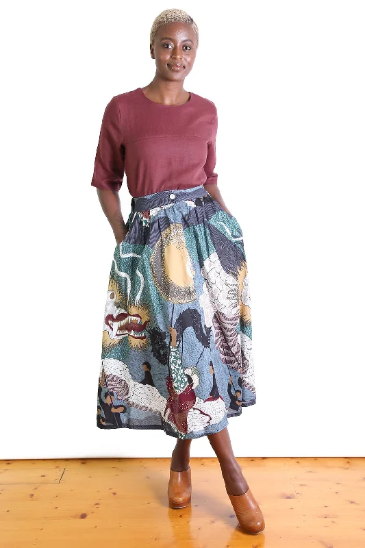 Festival Skirt Green linen skirt natural