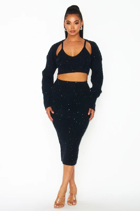 Hot & Delicious Women's Sequin Knit Skirt lace skirt elegant