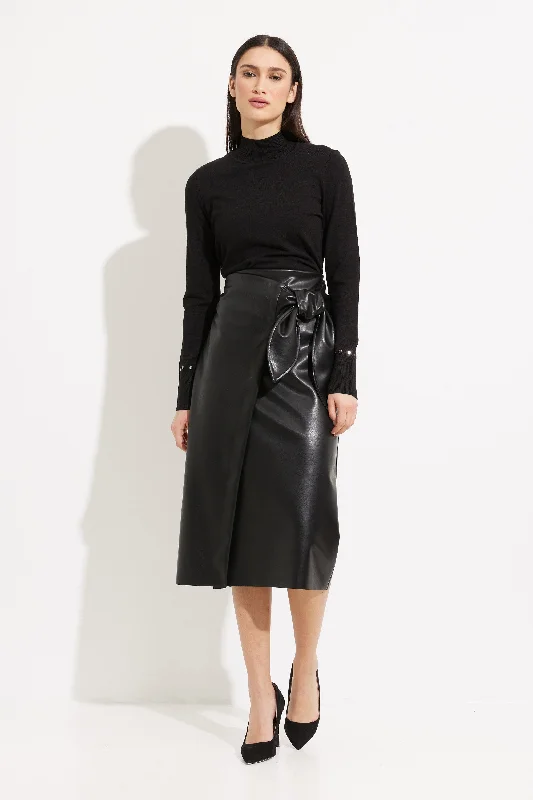 Joseph Ribkoff, 233297 Bow Detail Faux Leather Skirt velvet skirt rich