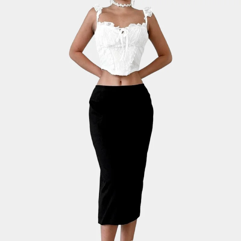 Kasper Black Knee Length Bodycon Pencil Skirt Size M wool skirt warm