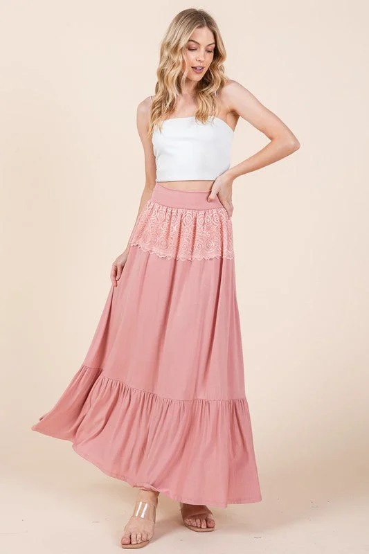 Lace Detailed Ruffle Skirt velvet skirt sumptuous