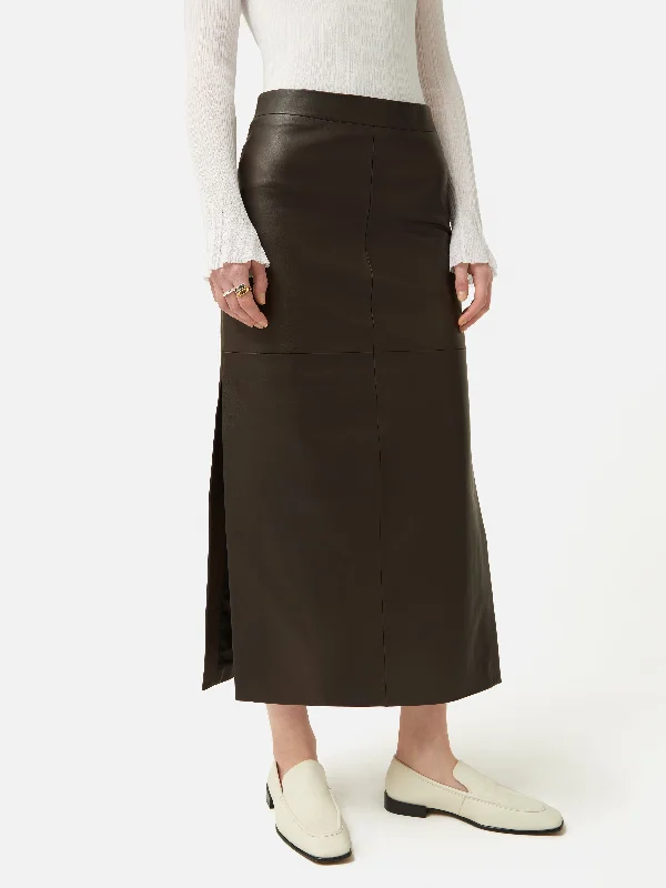 Leather Maxi Skirt | Chocolate chiffon skirt floaty