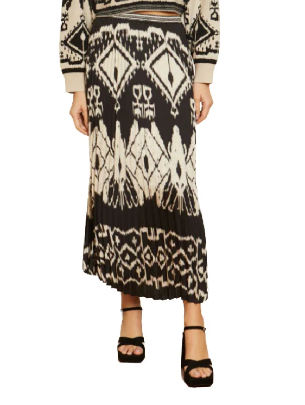Lucille Skirt Ikat Tapestry linen skirt breathable