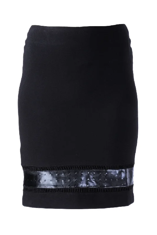 PANY Black Perforated Leather Skirt corduroy skirt textured