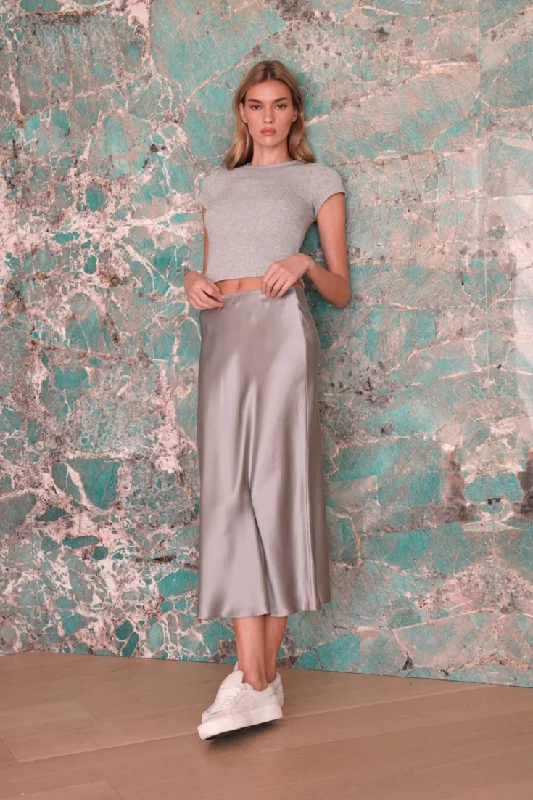 MIRANDA SILK SKIRT | FOGGY asymmetrical skirt cut