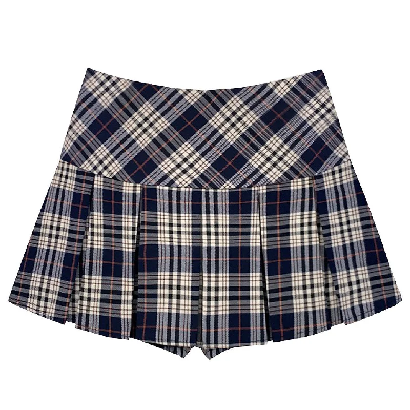Perfectly Preppy Plaid Pleated Skirt denim skirt fashionable