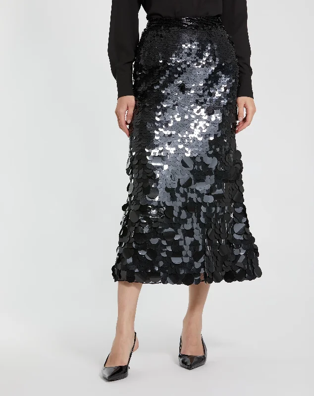 Paillette Sequin Midi Skirt chiffon skirt airy