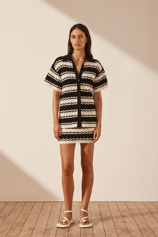 RAVELLO CROCHET MINI SKIRT denim skirt classic