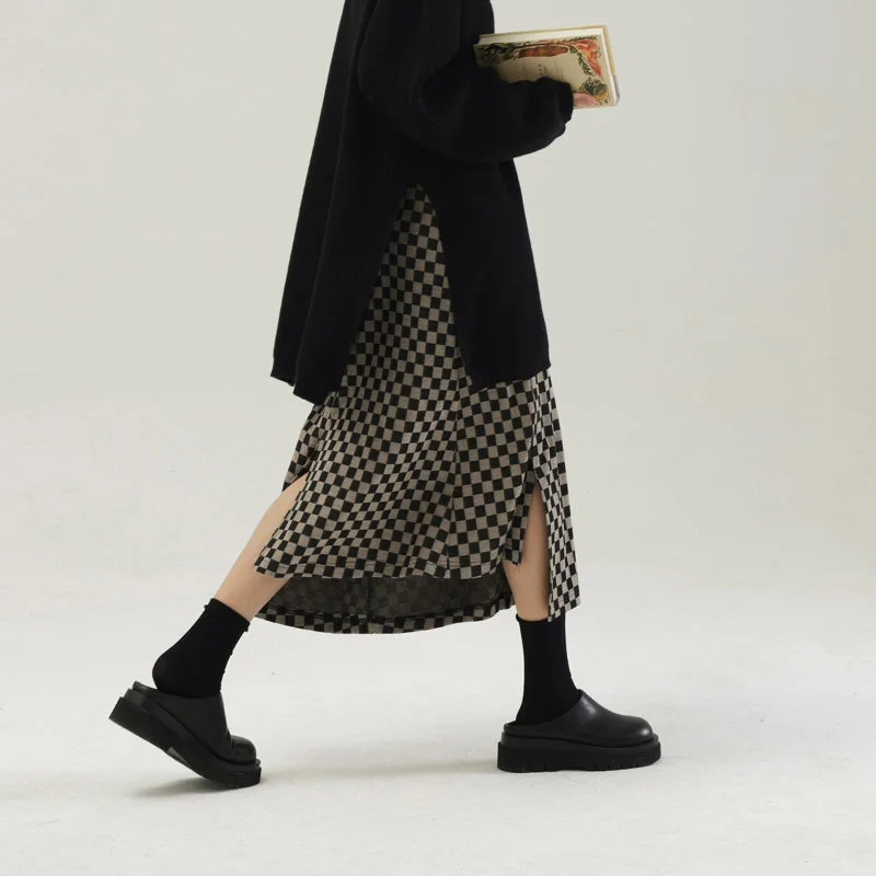 Retro Knitted Slit Skirt lace skirt intricate