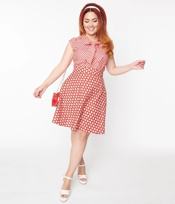 Retrolicious Red Cherry Flare Skirt patchwork skirt art
