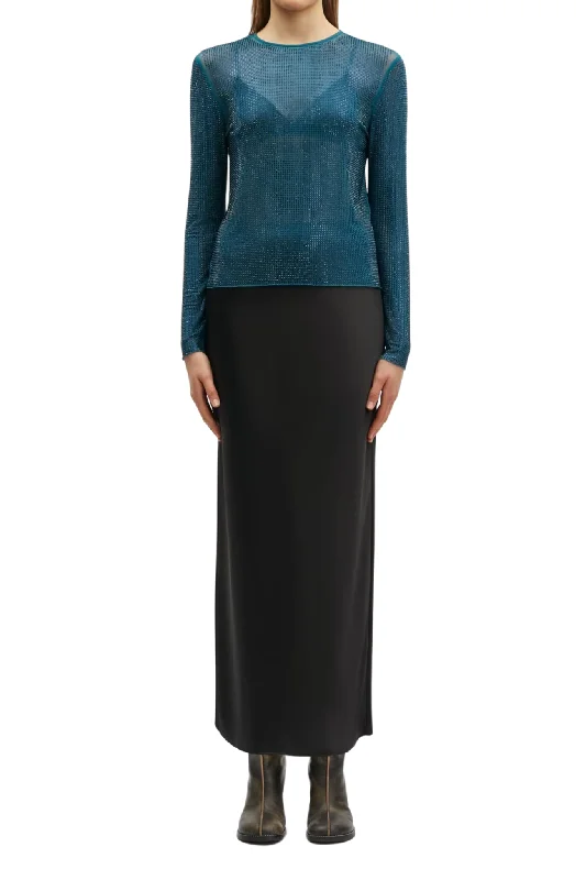 Saagneta Long Skirt in Black linen skirt light