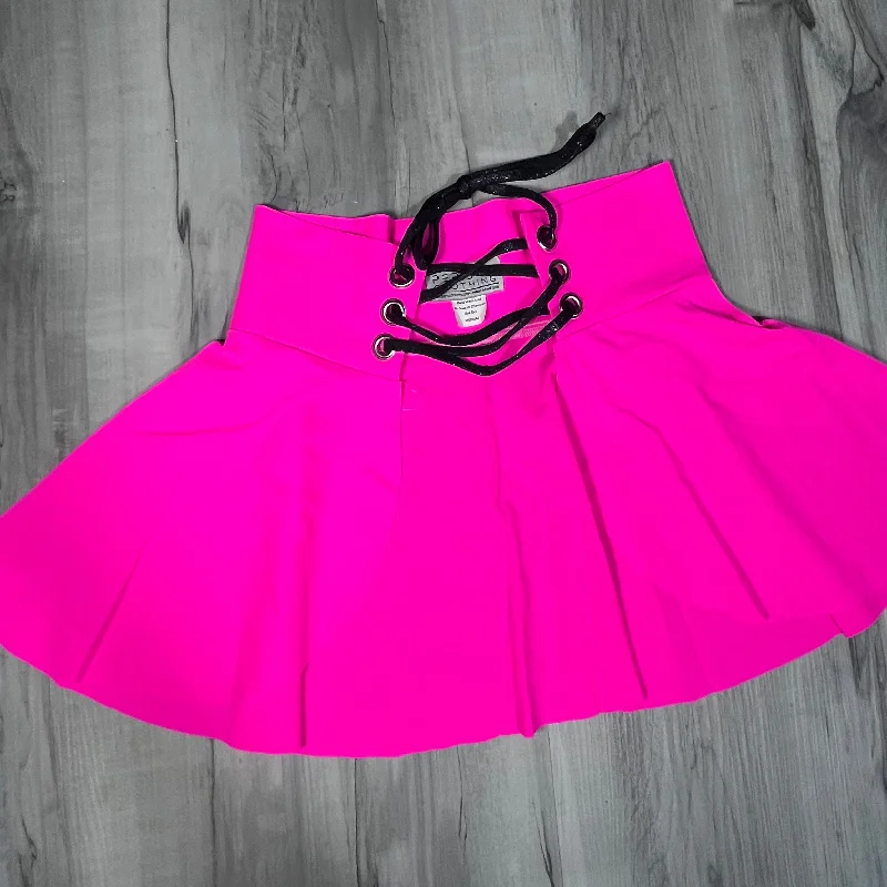 SALE - MEDIUM - Lace-Up Corset Skirt - Neon Pink Spandex cashmere skirt rich