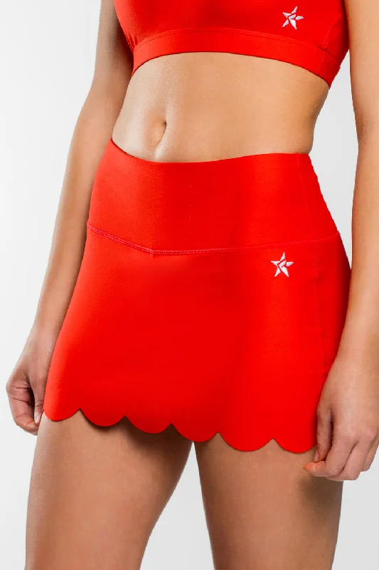 Scalloped Skirt in Red tiered skirt playful