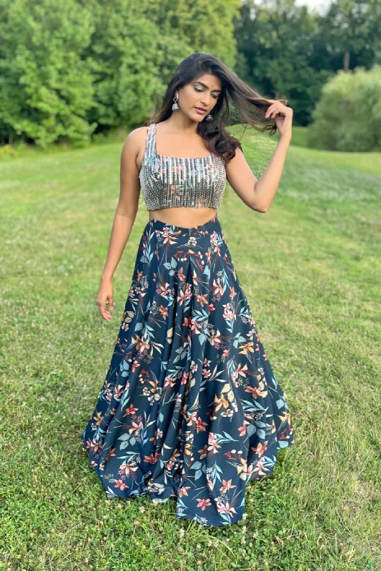 THALIA Whimsical Floral Lehenga Skirt maxi skirt elegant