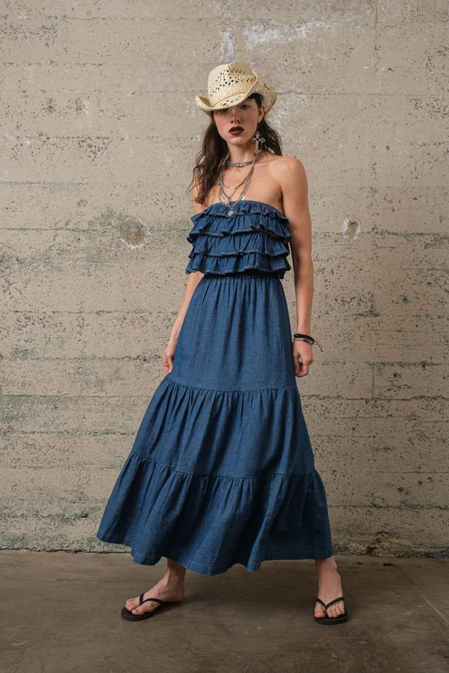 Tiered Denim Skirt athletic skirt fit