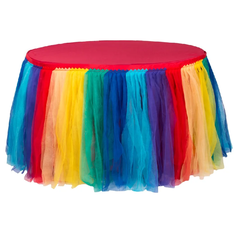 Tulle Tutu 14ft Table Skirt - Rainbow leather skirt bold