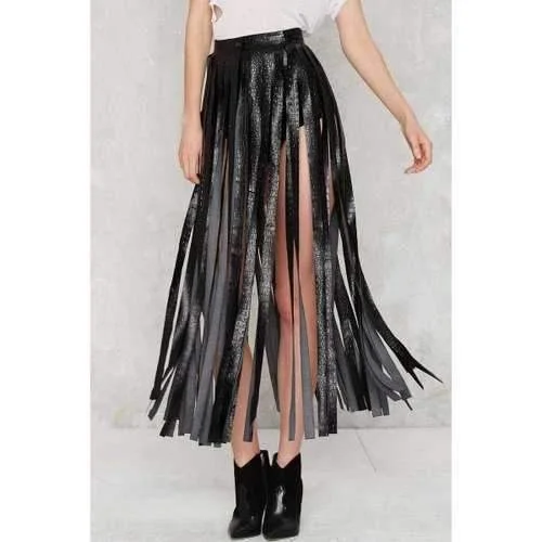 Stylish Skirting With Fate Fringe Women's Skirt - Black M low waist skirt