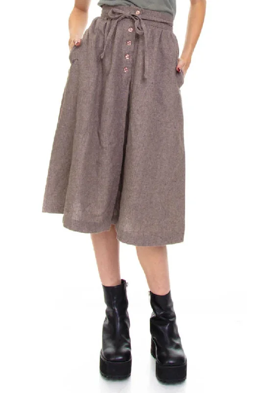 Vintage 90's Light Brown Button Midi Skirt -XS/S cashmere skirt soft