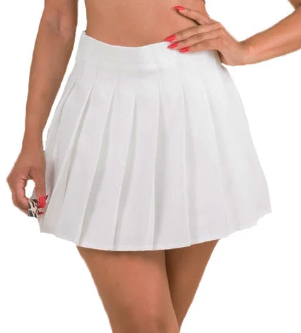 White Varsity Tennis Skirt velvet skirt glossy