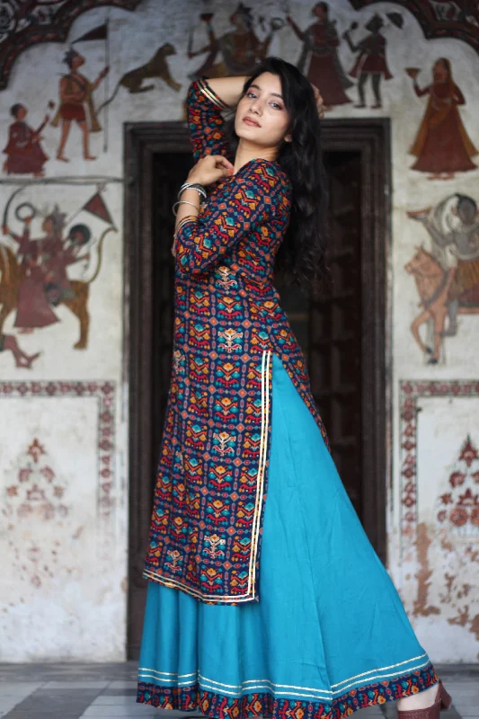 Womens Multicolor Rayon Straight Kurta with Skirt Set cashmere skirt rich