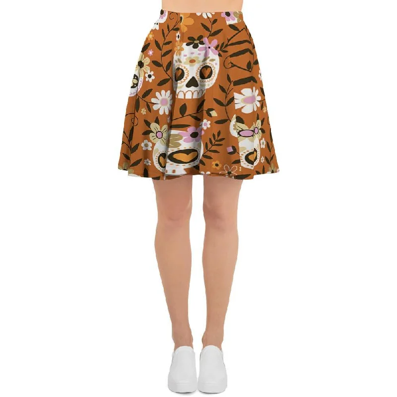 Yellow Sugar Skull Women's Skirt silk skirt elegant