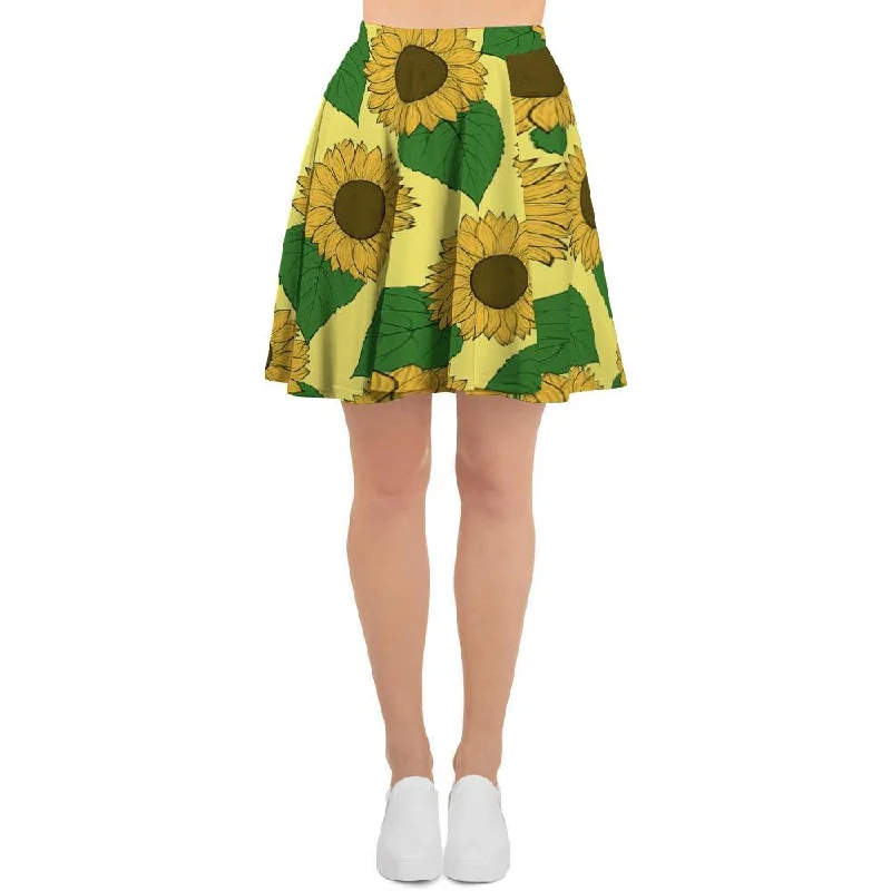 Yellow Sunflower Women's Skirt zip skirt side