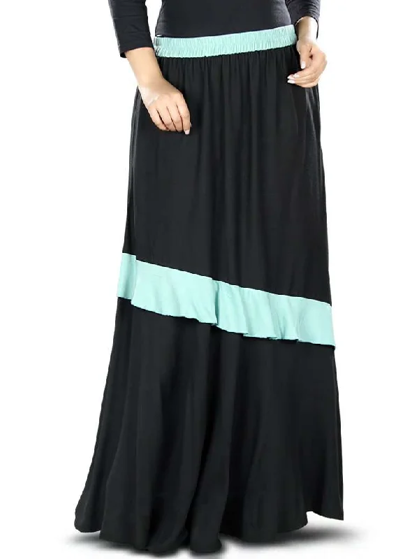 Zilal Black & Blue Rayon Skirt lace skirt delicate