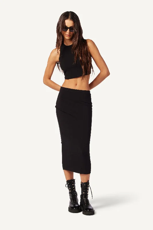 ZITA KNIT SKIRT | BLACK breathable skirt fabric
