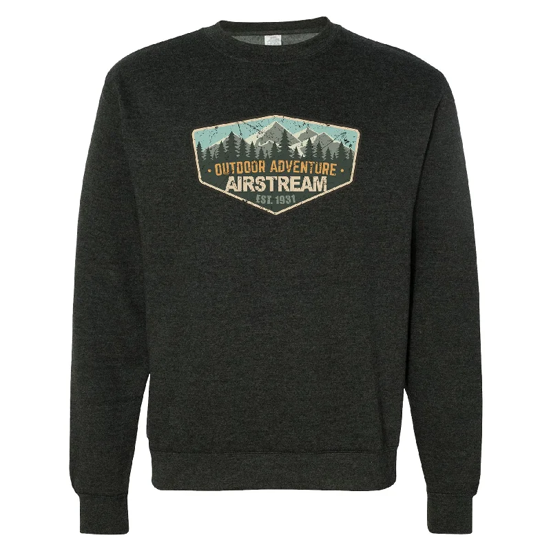 Airstream 1931 Outdoor Adventure Badge Crew Neck Sweatshirt Hoodie with Half-Zip Sporty Casual