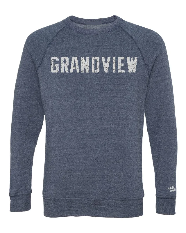 Grandview Vintage Block Unisex Navy Sweatshirt | ADULT Hoodie with Hood Adjustable Protection