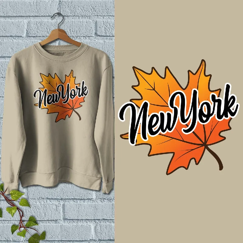 New York Autumn Leaf Sweatshirt Sweatshirt Adult Unisex S-XXL Hoodie with Lace Feminine Delicate