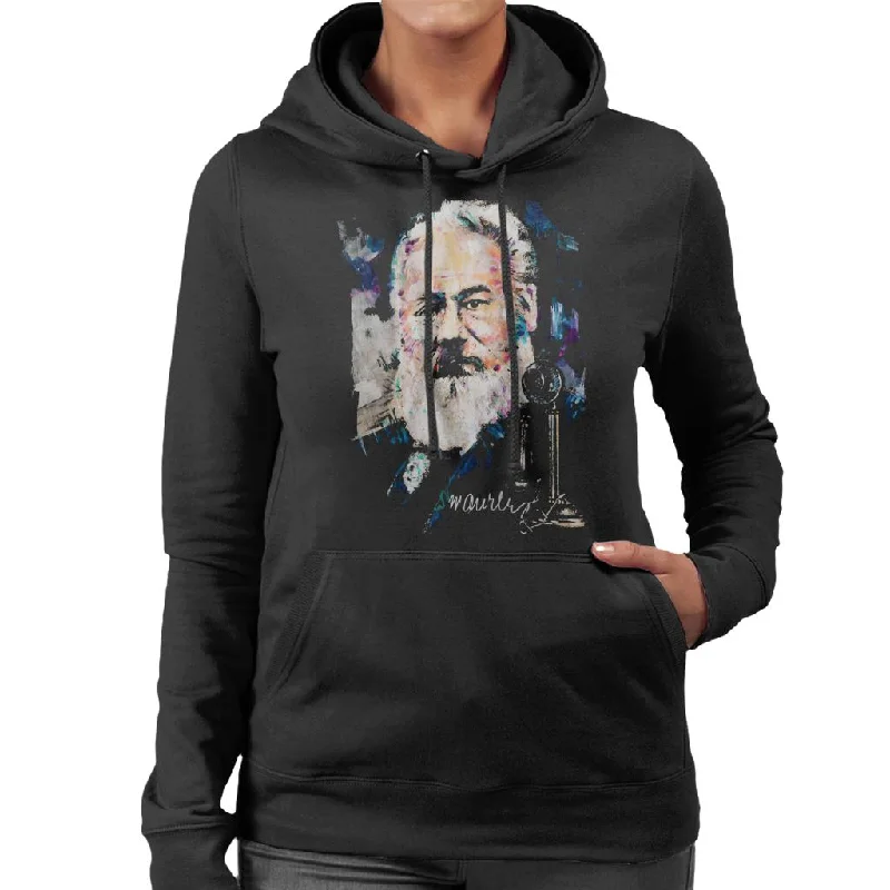 Sidney Maurer Original Portrait Of Alexander Graham Bell Women's Hooded Sweatshirt Hoodie with Hem Detail Decorative Unique